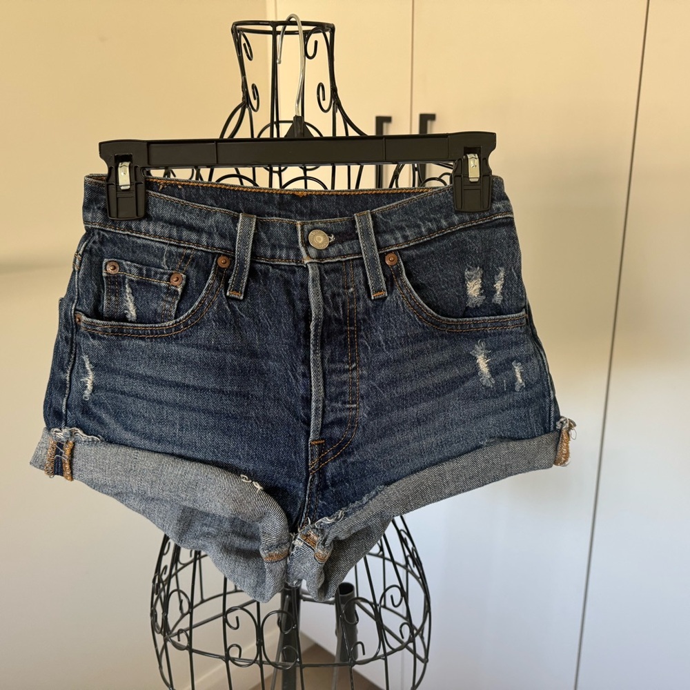 Levi's Blue Jean Shorts Distressed Cut-Off High-Waisted